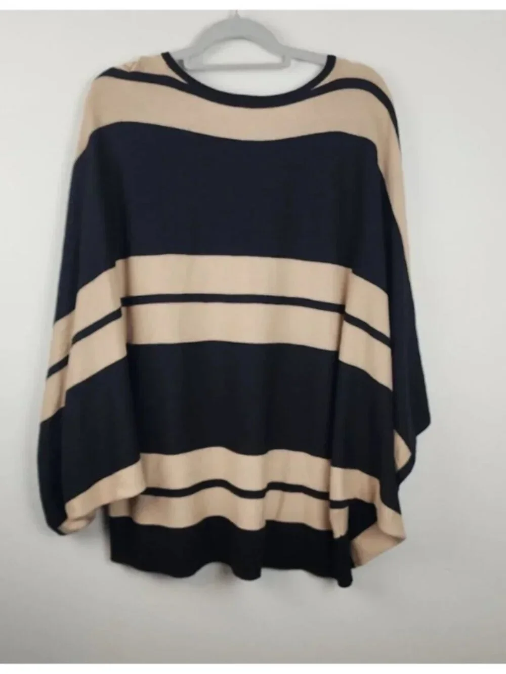 Black Label by Chico's Cashmere Blend Neutral/Black Striped Sweater Size 1 (Med)